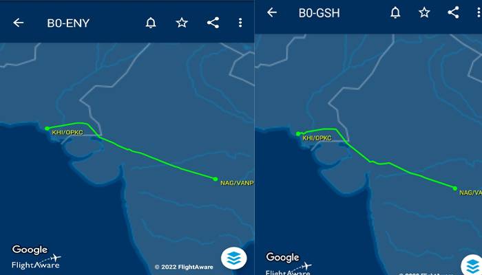 aerial route of indian planes