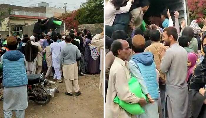  دھمیال کیمپ : شہریوں نے مفت آٹے کا ٹرک لوٹ لیا