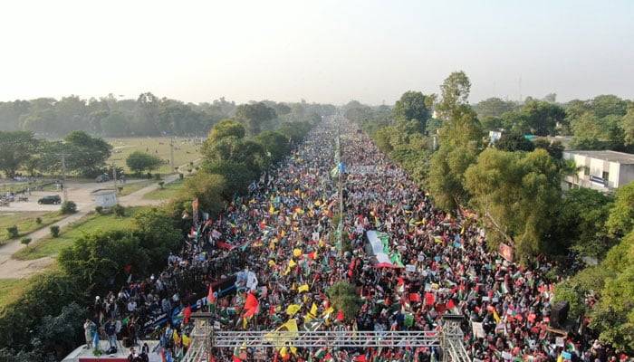 لاہور میں جماعت اسلامی کا غزہ مارچ ، ہزاروں افراد کی فلسطینیوں سے اظہار یکجہتی 