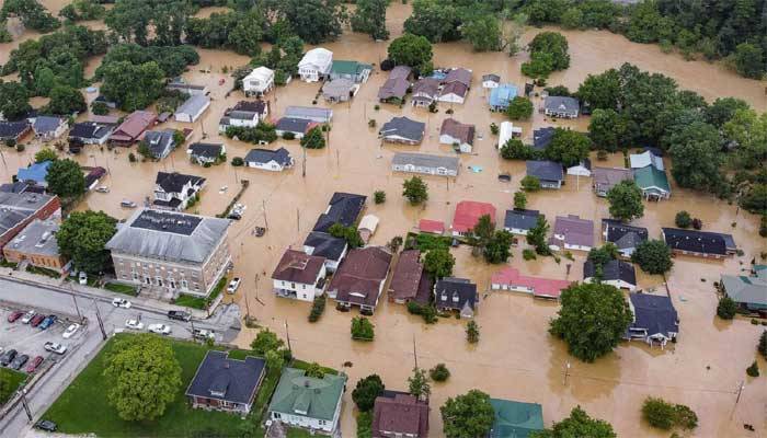 امریکا کی مختلف ریاستوں میں سیلاب ، عمارتیں ڈوب گئیں